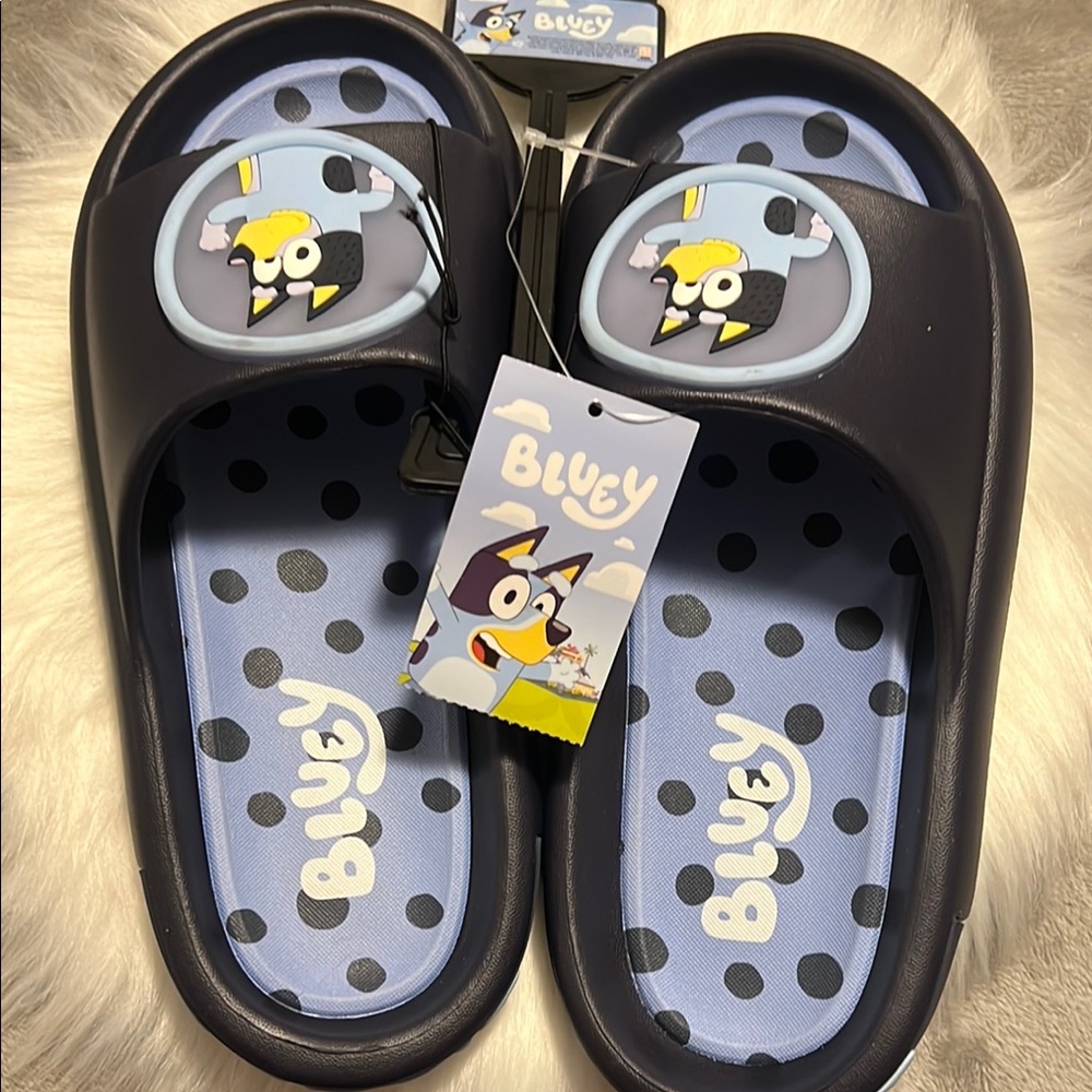 MensSlide Sandals - Black and Blue - Picture 5 of 7